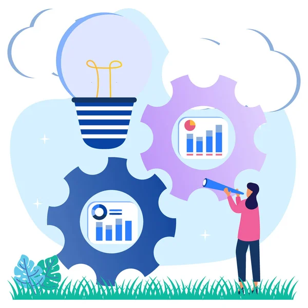 Creative Business Concept Vector Illustration Process Implementing Integrating Innovation Works — Stock Vector