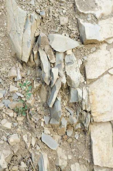Parede Pedra Fundo Com Cacos — Fotografia de Stock
