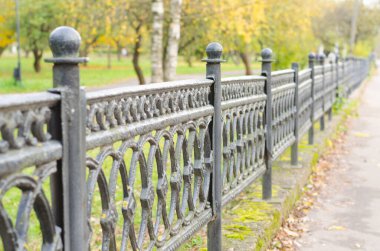 Bulutlu bir sonbahar gününde Parkta Çit