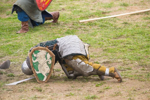 Torzhok Tver Region Russia Festival Historical Reconstruction Defeated Knight — Stock Photo, Image