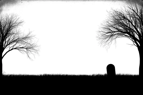 Sílhuetas assustadoras do cemitério Imagem De Stock