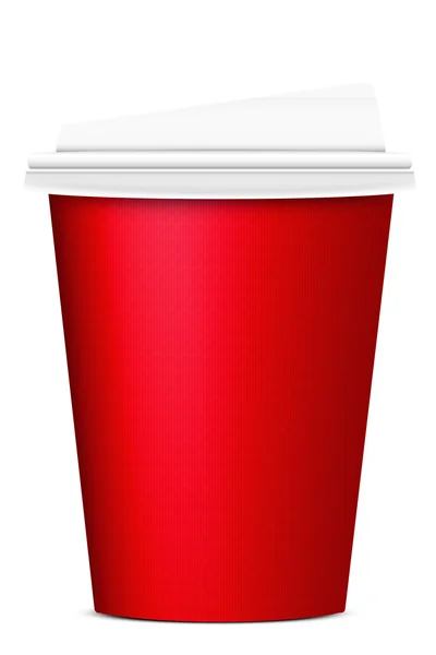 흰 배경에 있는 빨간 종 이 컵 — 스톡 사진