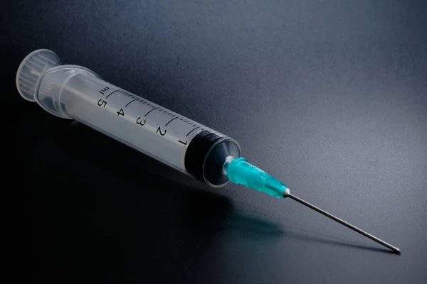 Small Syringe Which Hollow Sharp Pointed Bevel Cut Needle Inserted — Stock Photo, Image