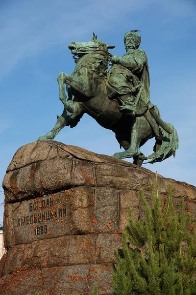 Kiev Ukraina December 2019 Monument Till Hetman Bogdan Khmelnytsky Häst — Stockfoto