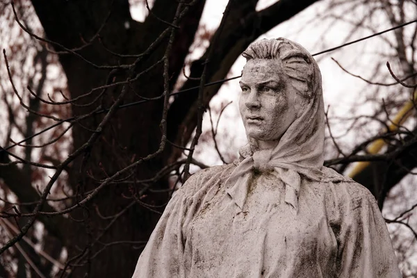 Kiev Ukraine Janvier 2020 Statue Femme Kolkhoze Sur Territoire Complexe — Photo