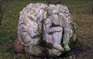 Kiev, Ukrayna 31 Ocak 2020: Kiev 'in Taş Silueti Sanat Sanatı