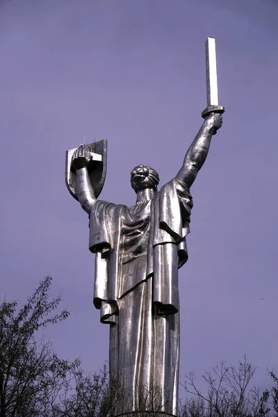 Kiev Ukraine March 2020 Monument Titanium Motherland Soviet Era Installed — Stock Photo, Image