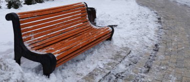 Kış parkında bir bank Kiev Ukrayna