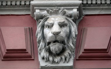 Kiev, Ukrayna 09 Aralık 2019: Kiev kentindeki binaların mimari dekorasyonları