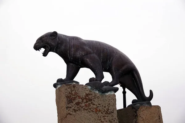 Kiev Ukraine November 2019 Sculpture Panther Walking Cliffs Kiev Park — Stock Photo, Image