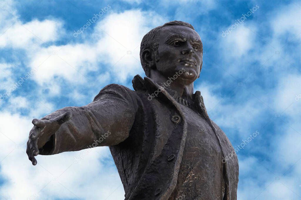 Kiev, Ukraine November 29, 2020: Monument to Muslim Magomayev in Kiev Square - Azerbaijani and Russian pop and opera singer and composer