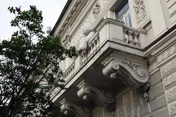 Kiev Ukraine Mai 2021 Façade Ancien Bâtiment Avec Balcon Dans — Photo