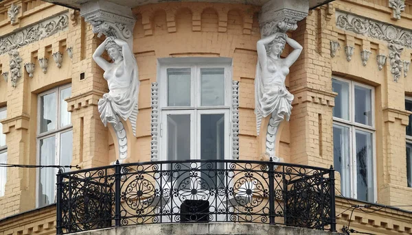 Kiev Ukraine June 2021 Facade Old Building Balcony Center Kiev — Stock Photo, Image