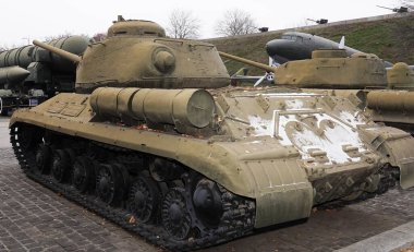 Kiev, Ukraine December 10, 2020: Heavy tank YS-1 in the museum of military equipment for all to see