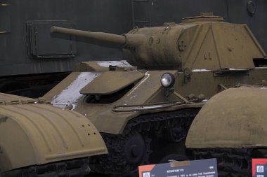 Kiev, Ukraine December 10, 2020: Light tank T-70 at the Museum of Military Equipment for all to see