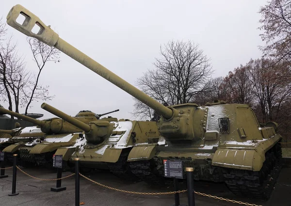 Kiev Ucrania Diciembre 2020 Montaje Artillería Autopropulsada Isu 122 Calibre — Foto de Stock