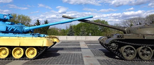 Kijów Ukraina Kwietnia 2020 Czołgi Stojące Parku Czci Końca Wojny — Zdjęcie stockowe