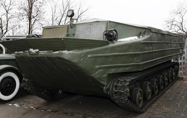 Kiev Ukraine December 2020 Tracked Floating Transporter Museum Military Equipment — Stock Photo, Image
