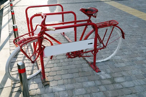 Kiev Ukraine December 2019 Red Bike Red Bicycle Parking — Stock Photo, Image