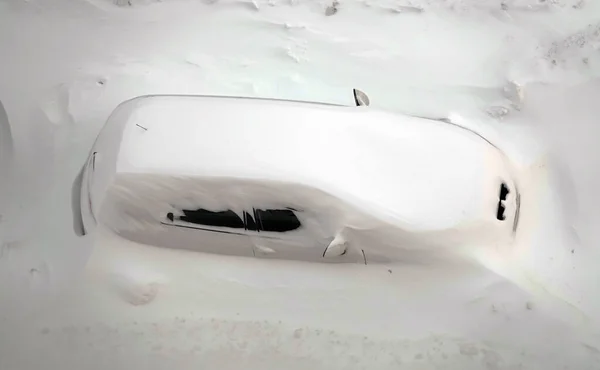 Cars City Roadside Covered Snow —  Fotos de Stock