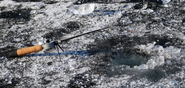 Kyjev Ukrajina Leden 2021 Ledový Rybolov Rybáři Ledě Zimě — Stock fotografie