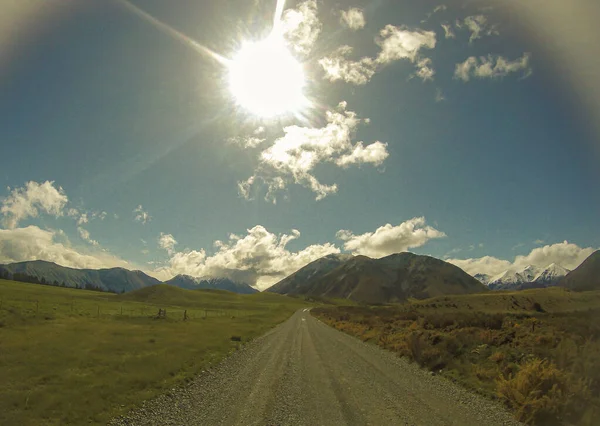 PANORAMIV LANDSCAPE VIEW, MOUNTAIN ÉS SKY HÁTTÉR — Stock Fotó