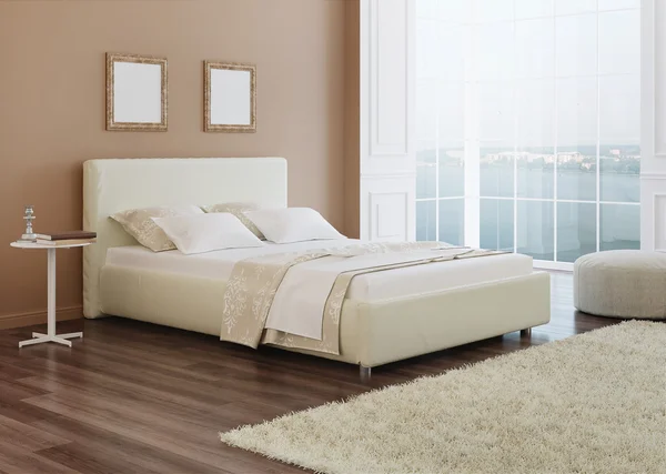 Dormitorio interior, representación 3D — Foto de Stock