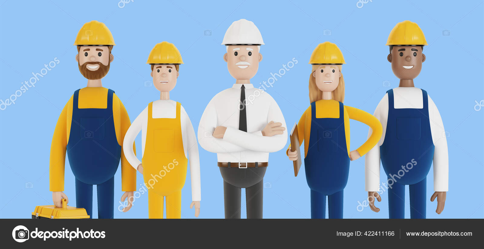 Industrial Workers Construction Team Engineer Technician Workers Various  Professions Illustration — Stock Photo © ArtemP1 #422411166, image size:1600x822