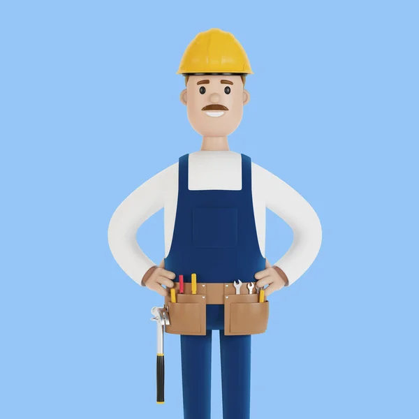 Constructeur Dans Casque Avec Des Outils Travailleur Construction Illustration Dans — Photo