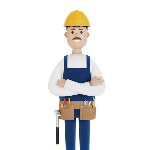 Constructeur Dans Casque Avec Des Outils Travailleur Construction Illustration Dans — Photo