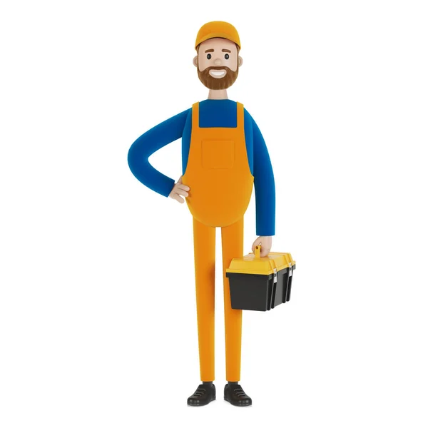 Master Hour Toolbox Builder Illustration Cartoon Style — Stock Photo, Image