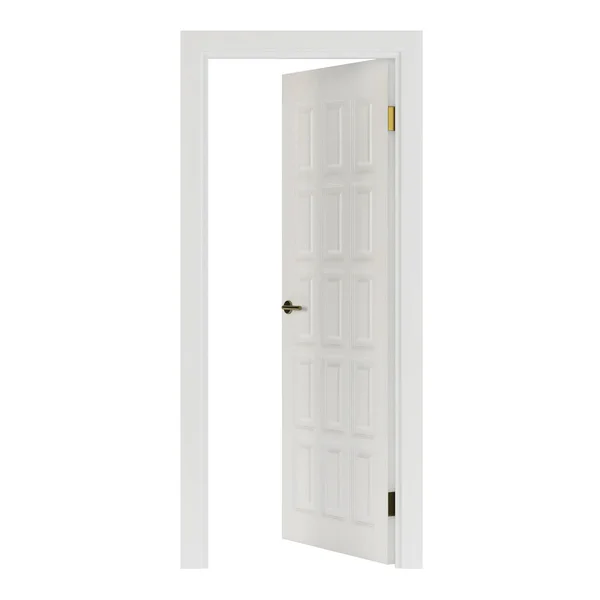 Drewniane Drzwi Izolowane Białym Tle Renderowanie — Zdjęcie stockowe