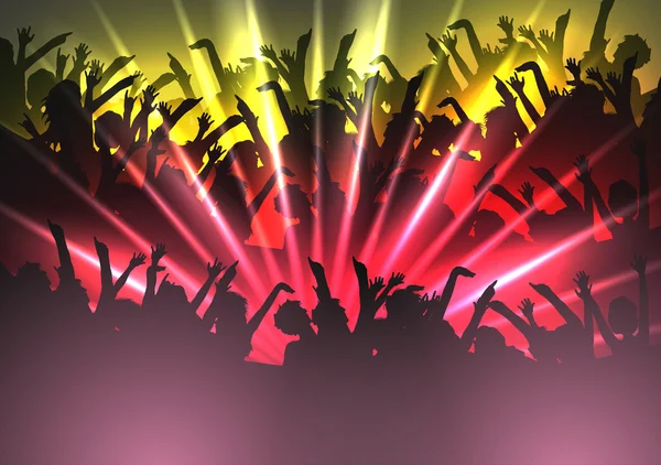 Party People menigte, feestelijke Disco gebeurtenis achtergrond - vectorillustratie — Stockvector