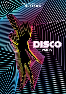 Retro disko partisi el ilanı şablonu - vektör çizim