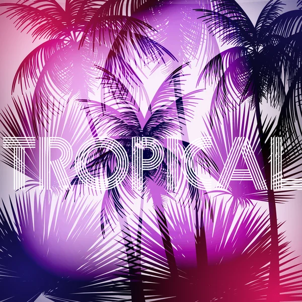 Sfondo tropicale con palma - Illustrazione vettoriale — Vettoriale Stock