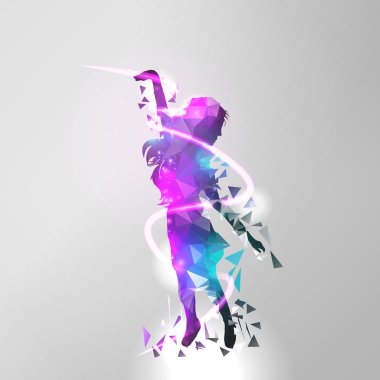 Soyut geometrik dans kız - vektör çizim