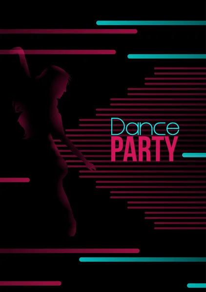 Neon Retro Dance Party Flyer - Vector Illustration — Stock Vector