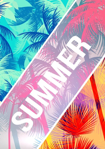 Tropical Summer Background with Palm Tree - Vector Illustration — Stock Vector