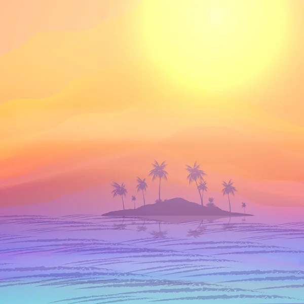 Summer Vacation Island Background - Vector Illustration - Stok Vektor