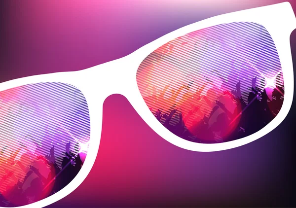 Reflection of a Party Event on Sunglasses - Vector Illustration — Stock Vector