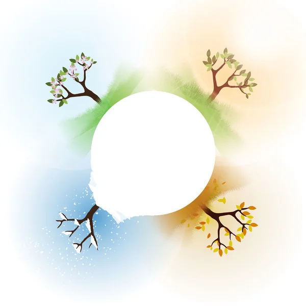 四季春、 夏、 秋、 冬季横幅与抽象树-矢量图 — 图库矢量图片