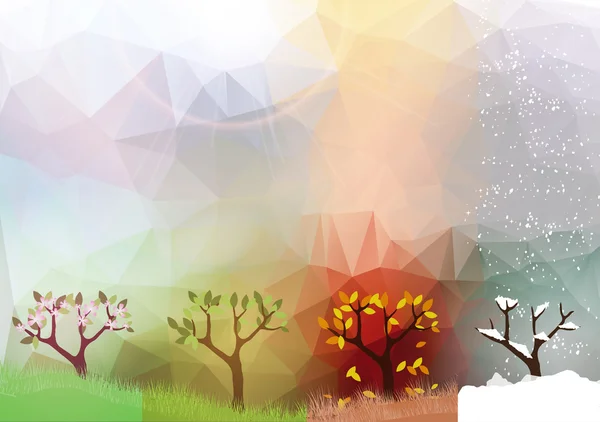 Vier seizoenen banner met abstracte bomen - Vector Illustratie — Stockvector