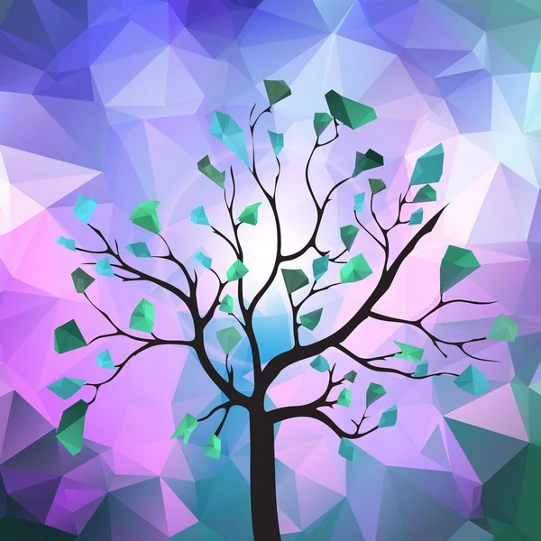 Polygonaler Baum mit Kristallblättern - Vektorillustration — Stockvektor