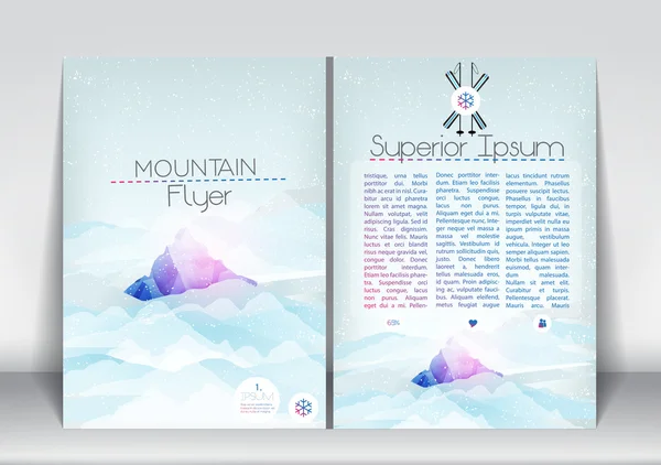 Volantino astratto Brochure Design Template con montagna in nuvole - Illustrazione vettoriale — Vettoriale Stock