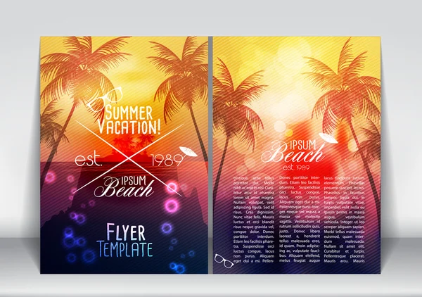 palmiye ağaçları ve Cennet Adası - vektör çizim el ilanı tasarımı tatil yaz