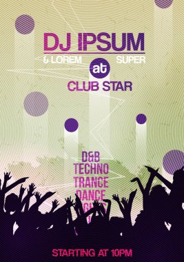 Retro soyut grunge parti daveti ilanı - vektör çizim