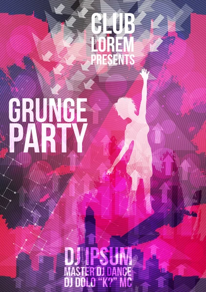 Grunge Dance Party Design Vorlage - Vektorillustration — Stockvektor