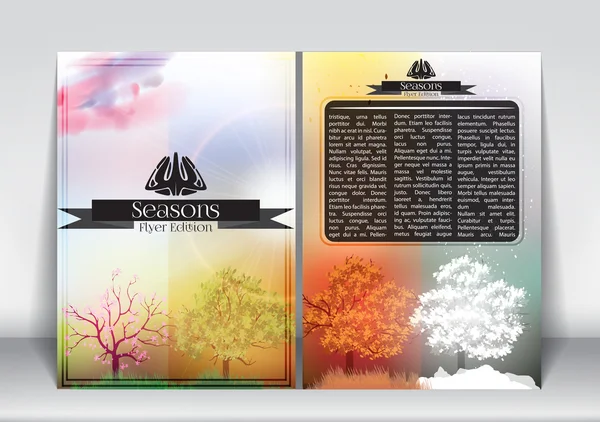 Abstract Flyer Brochure Design Template Four Seasons Banners with Abstract Trees - Vector Illustration — Stock Vector