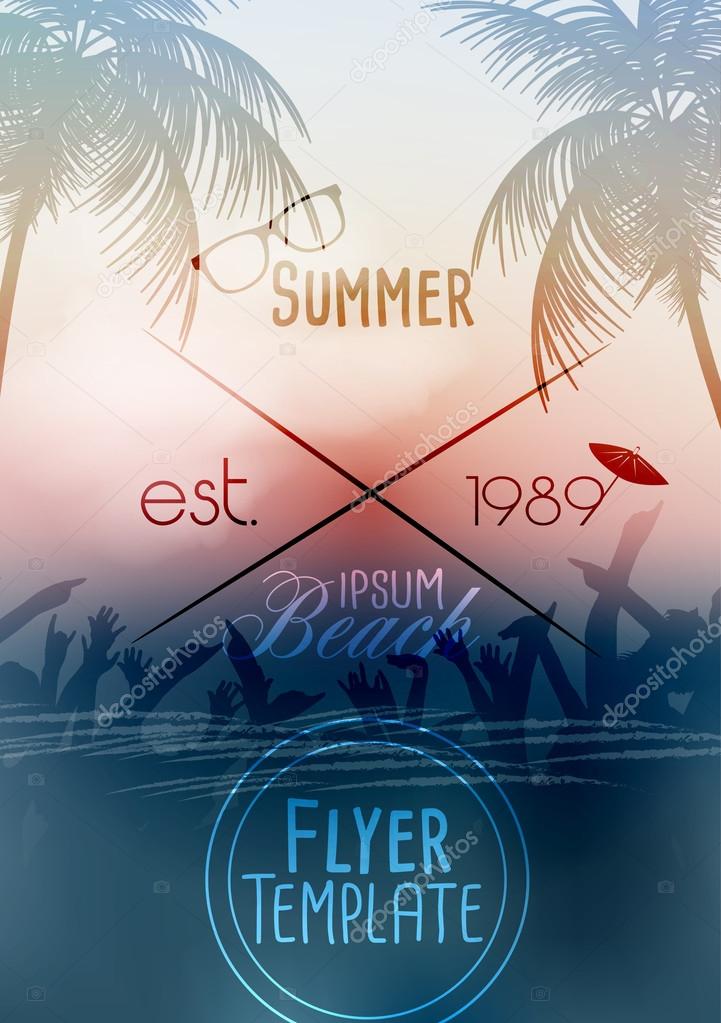 Summer Beach Party Flyer Template - Vector Illustration