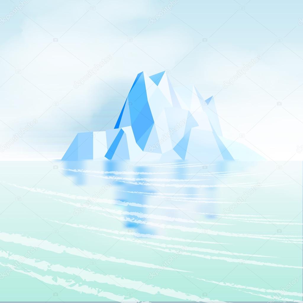 Iceberg with Reflection - Vector Illustration